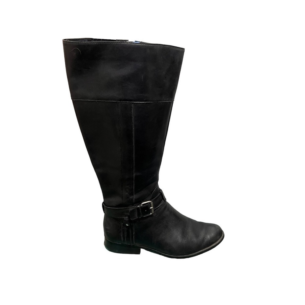 Anne Klein Black Leather Riding Cailin Boots Size 10M
